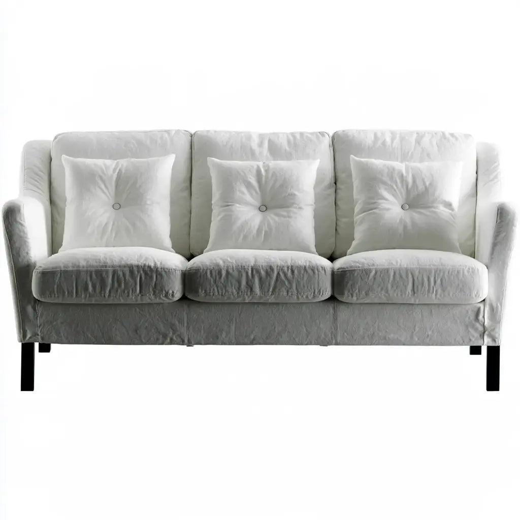 Sofá con cojines acolchados y patas oscuras - gris - foldablegardenbench