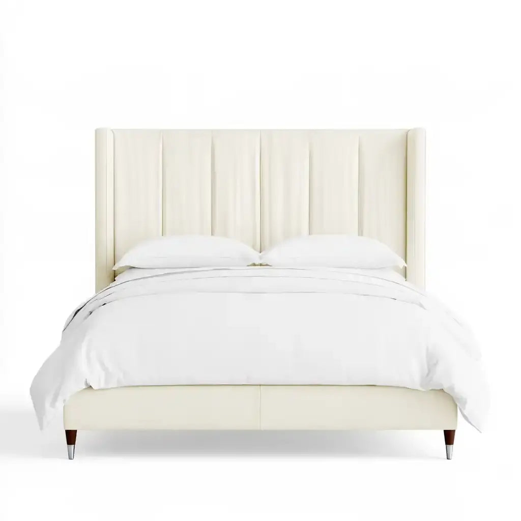 Cama con cabecero de paneles verticales - blanco - foldablegardenbench