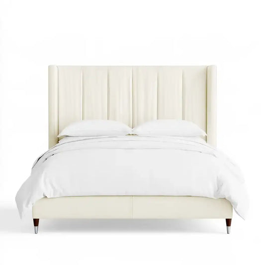 Cama con cabecero de paneles verticales - blanco - foldablegardenbench