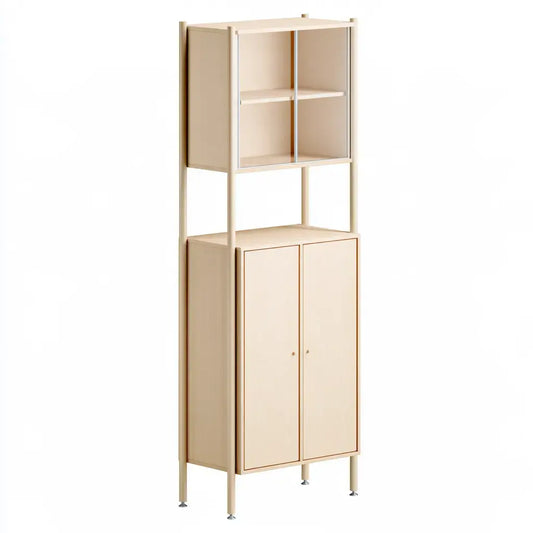 Armario estrecho con estantes abiertos superiores - beige - foldablegardenbench
