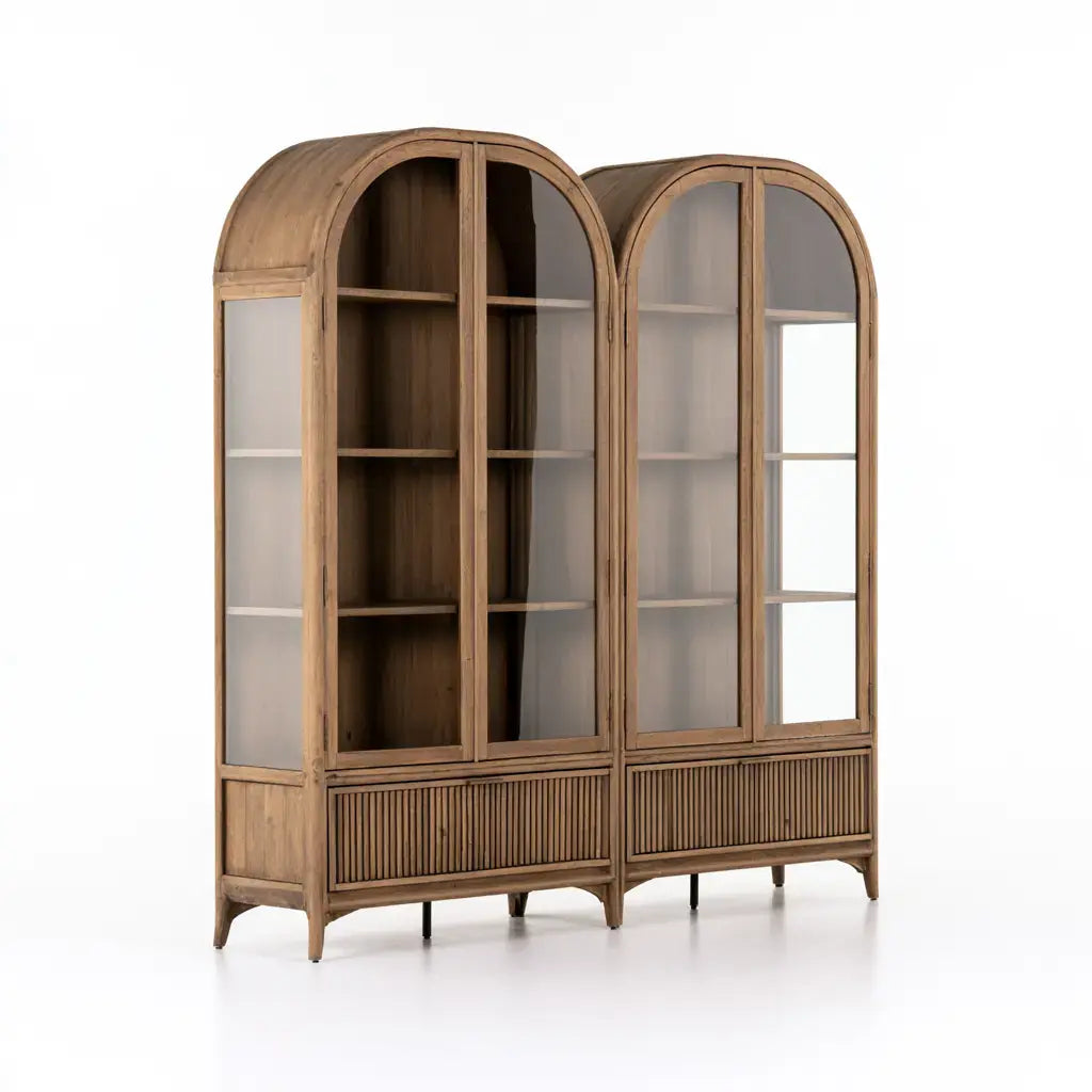 Vitrina alta con puertas arqueadas - marrón - foldablegardenbench