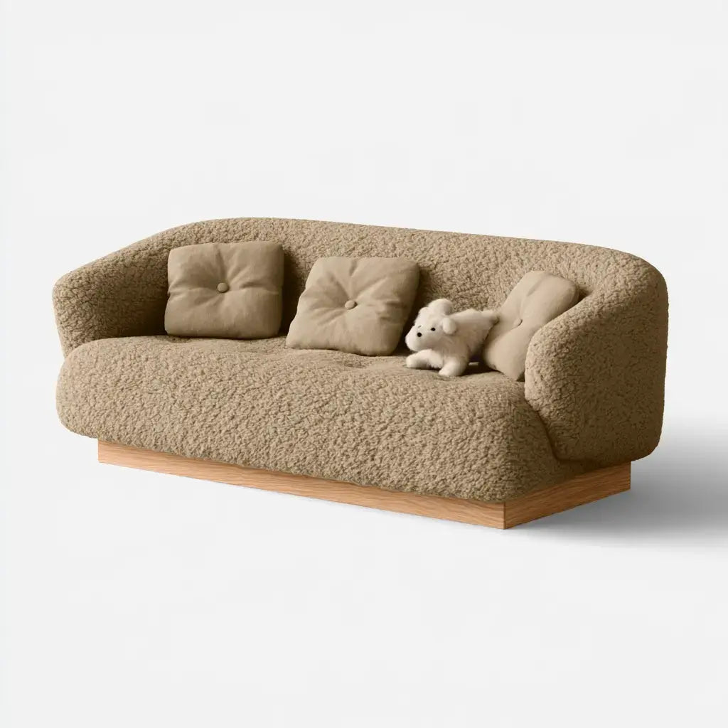 Sofá curvo con tapizado de textura marcada - marrón - foldablegardenbench