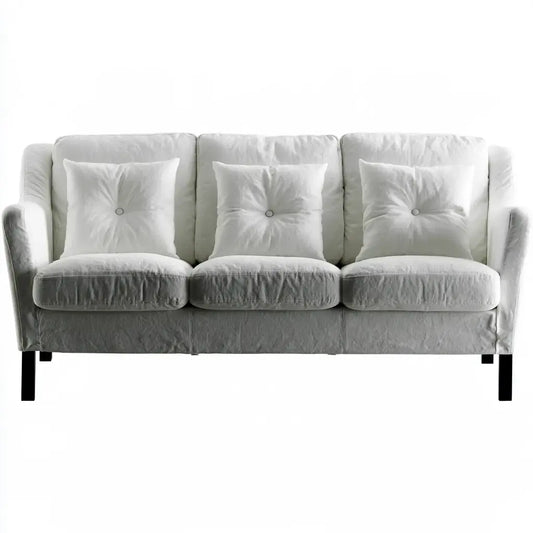 Sofá con cojines acolchados y patas oscuras - gris - foldablegardenbench