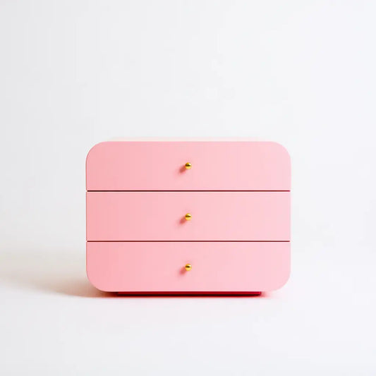 Cómoda con tres cajones de bordes redondos - rosa - foldablegardenbench