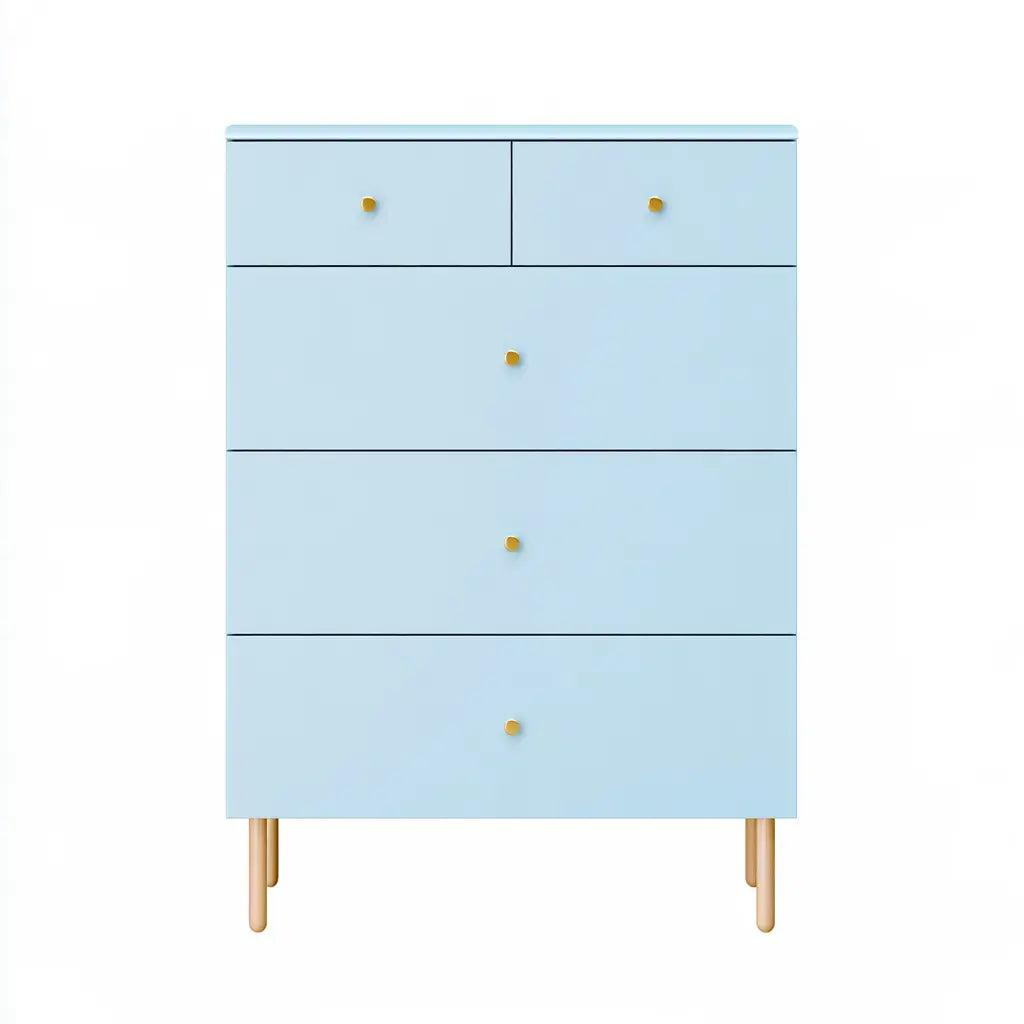 Cómoda con cajones anchos y patas finas - azul