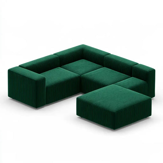 Sofá con composición angular de módulos bajos - verde - foldablegardenbench