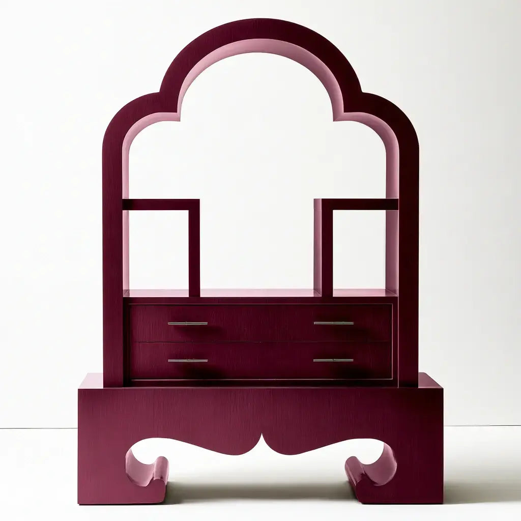 Estantería con remate curvo y estantes laterales - granate - foldablegardenbench