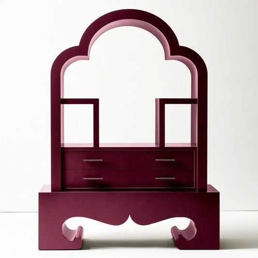 Estantería con remate curvo y estantes laterales - granate - foldablegardenbench