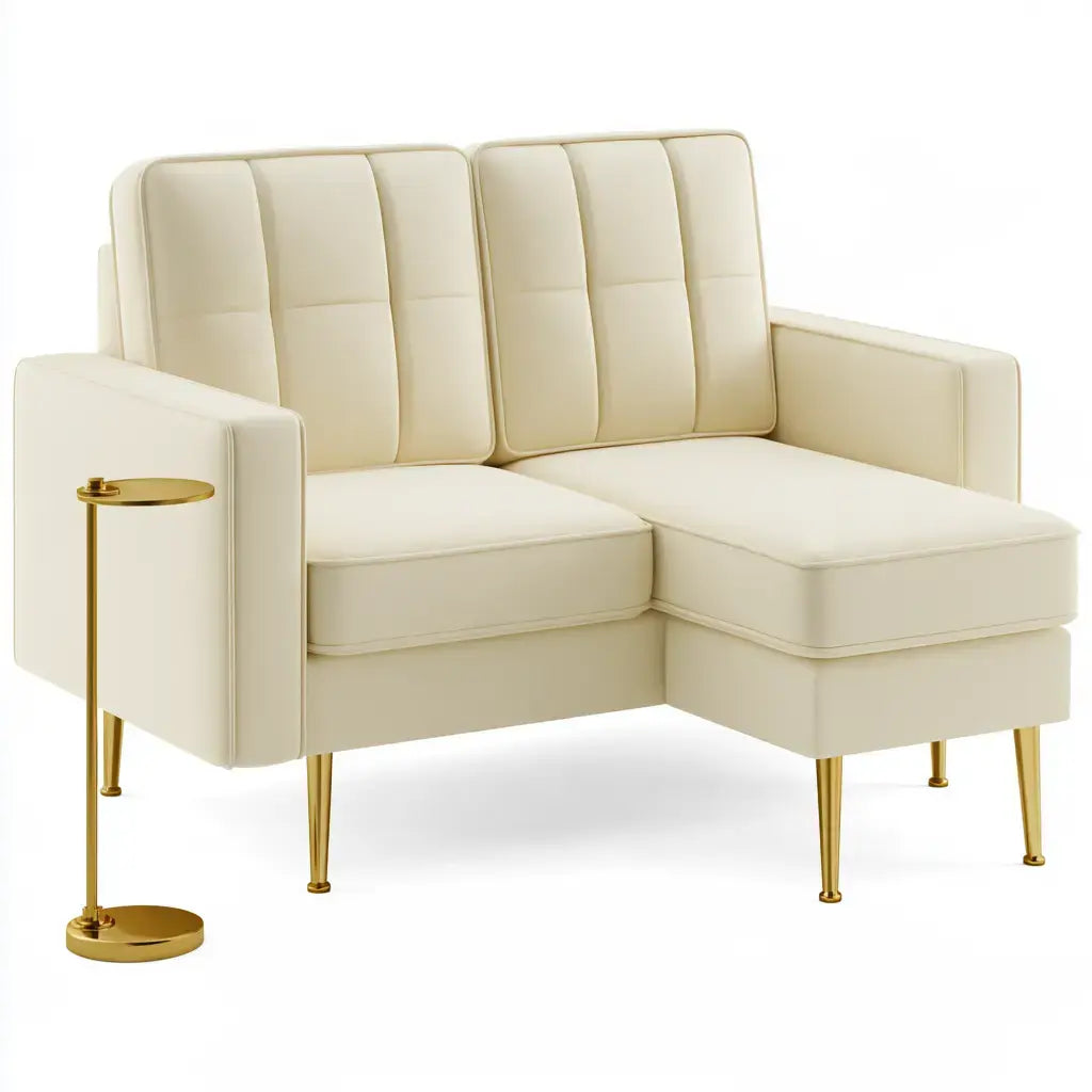 Sofá con asiento alargado y respaldo segmentado - beige - foldablegardenbench