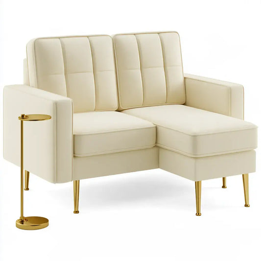 Sofá con asiento alargado y respaldo segmentado - beige - foldablegardenbench