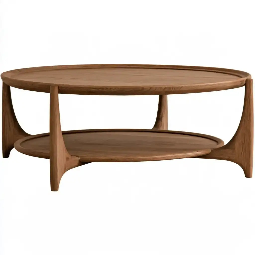 Mesa de centro ovalada con estante inferior - marrón - foldablegardenbench