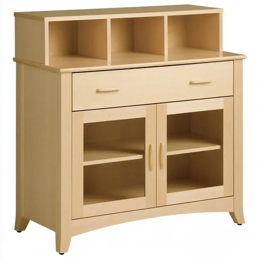 Aparador con nichos superiores y puertas transparentes - beige - foldablegardenbench