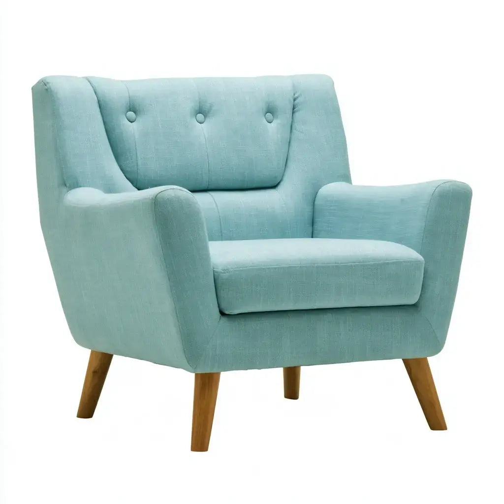 Sillón con respaldo de botones y brazos rectos - azul - foldablegardenbench